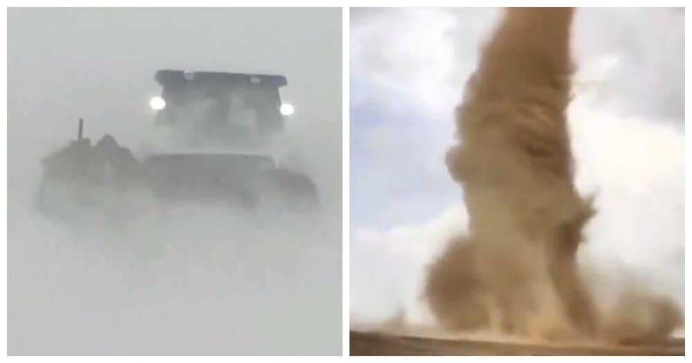Снежная и песчаная буря по очереди накрыли провинцию Синьцзян в Китае