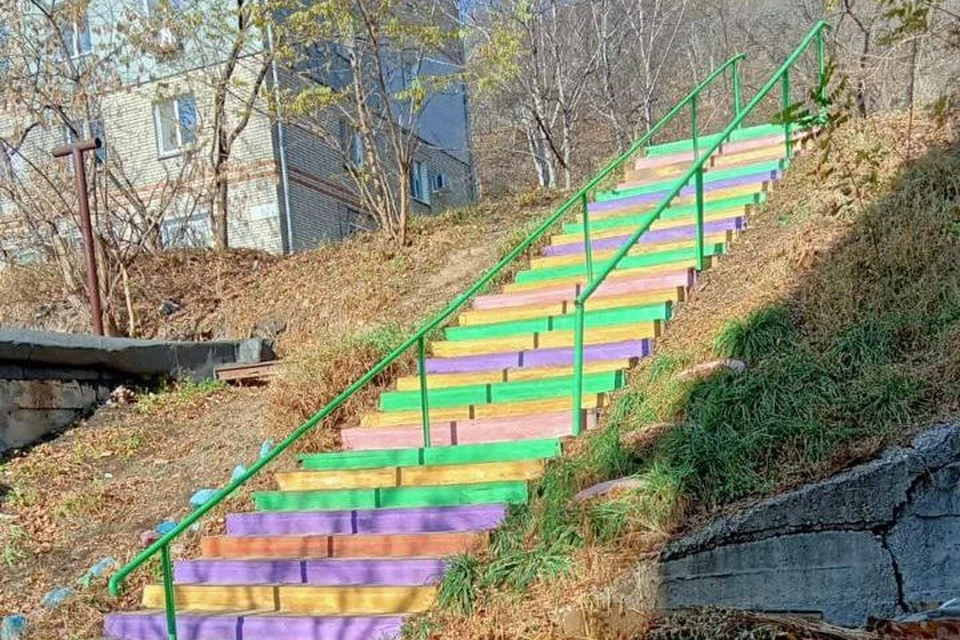 "Иногда радуга - просто радуга!": жительница Находки возмутилась разноцветной лестницей и потребовала закрасить "безобразие"