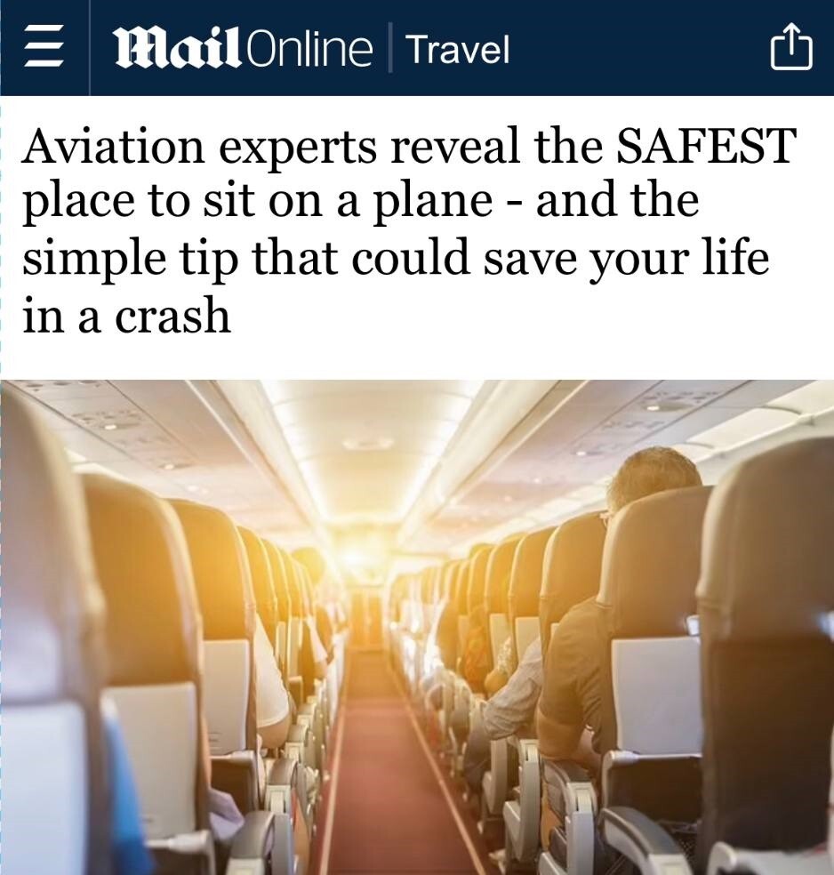 Названо самое безопасное место в самолете