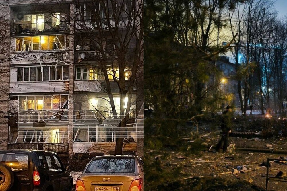Яркая вспышка и взрыв: в Санкт-Петербурге беспилотник врезался в жилой дом