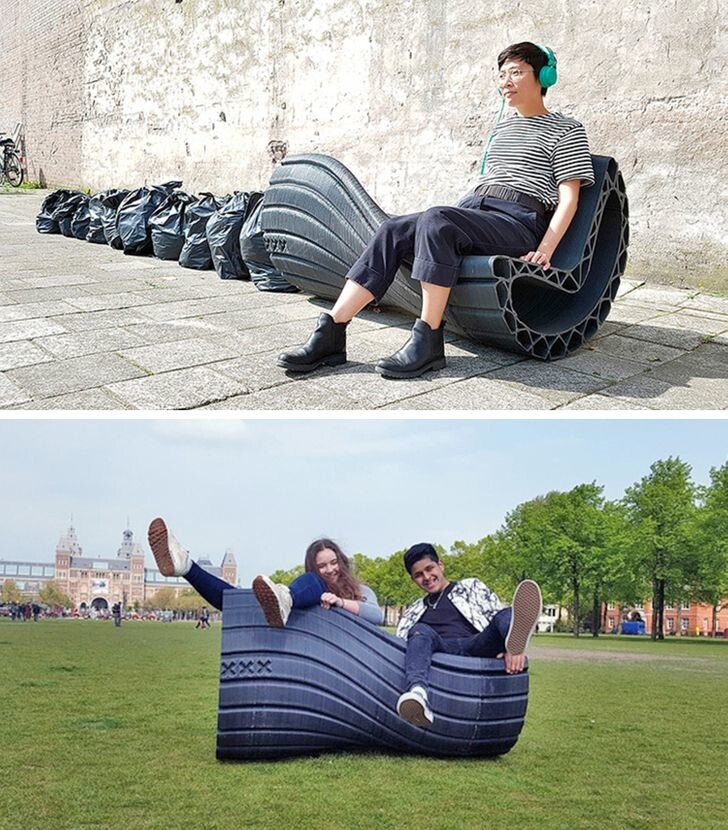 6. В Амстердаме уличная мебель спроектирована и напечатана на 3D-принтере из переработанного пластика, проект называется “Print Your City”