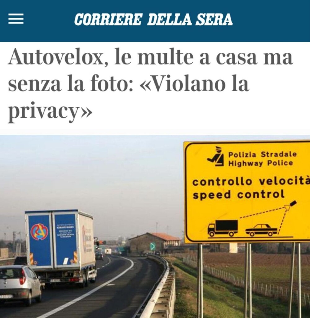 В Италии решили отказаться от рассылки фото с нарушениями ПДД