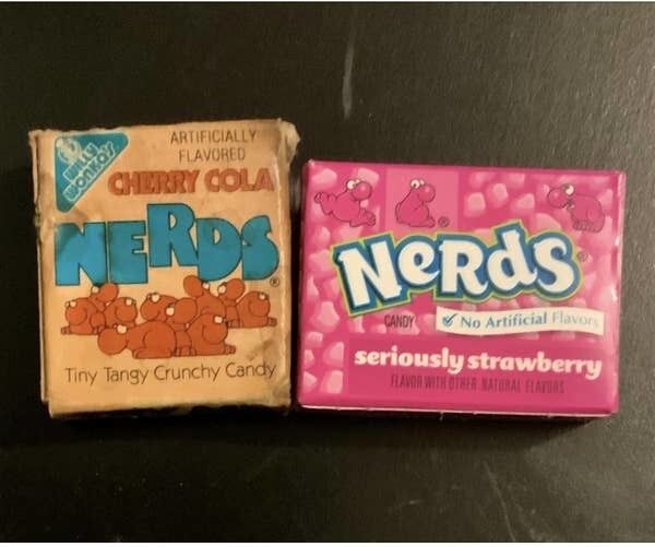 3. Упаковка от конфет Nerds 1984 года и современная упаковка