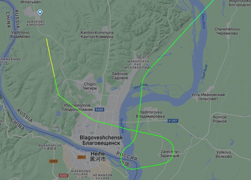 Самолёт, следовавший в Благовещенск, нарушил воздушные границы и внезапно залетел в Китай