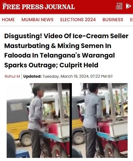 В Индии уличный мороженщик дрочил и кончал в мороженое. А потом его продавал.