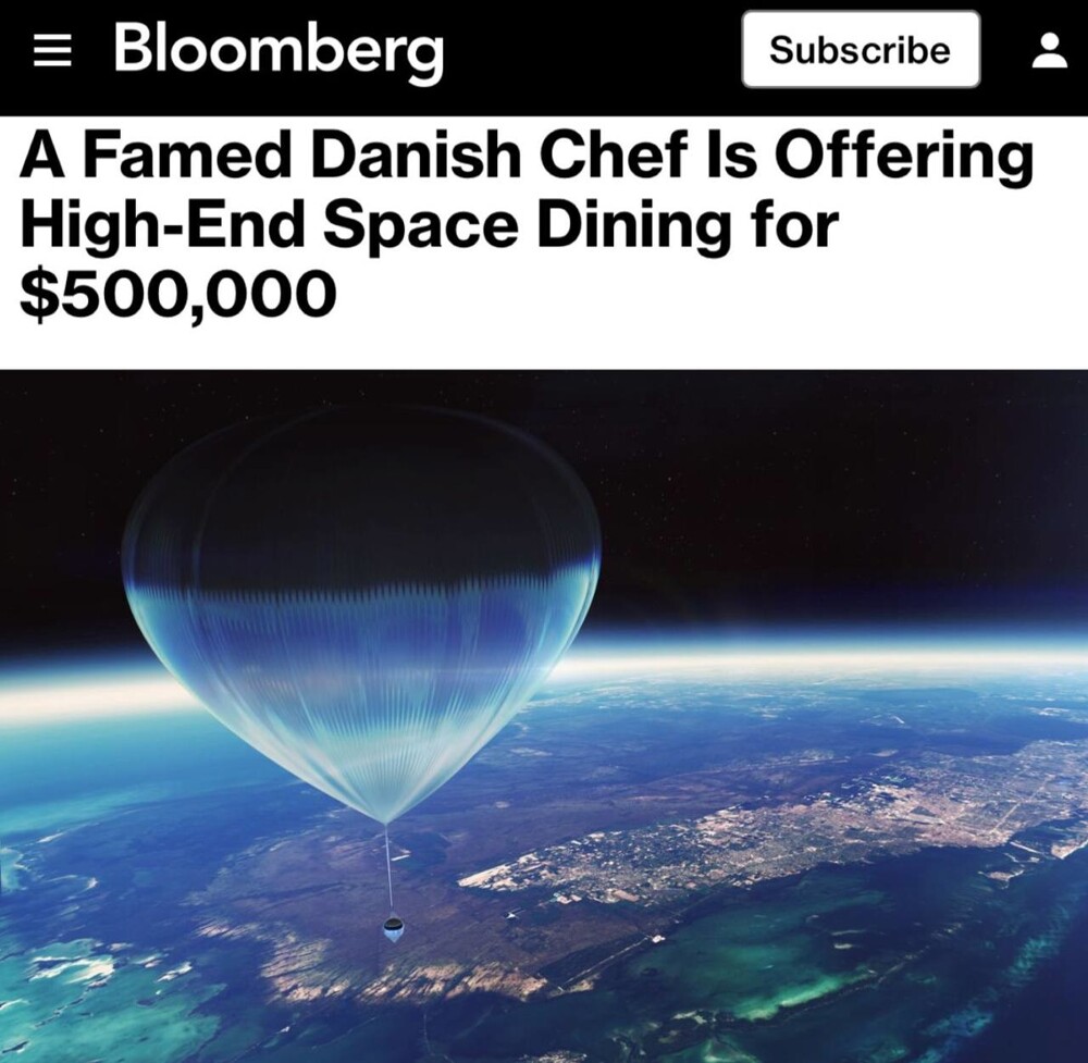 За 500 тысяч долларов космических туристов покормят ужином от датского шеф-повара