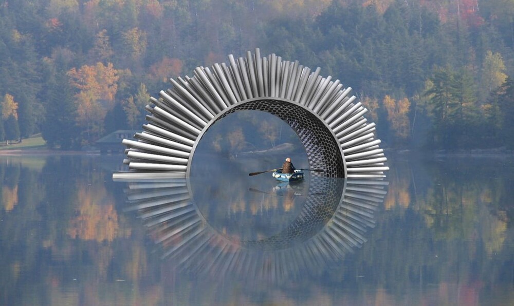 10. Скульптура гигантская эолова арфа — инструмент, на котором играет ветер, Англия