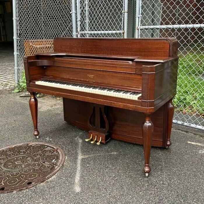 15. «Есть обычные пианино, а есть вот такое пианино. Кто-нибудь, пожалуйста, спасите его! Угол Голд и Нассау в Бруклине»