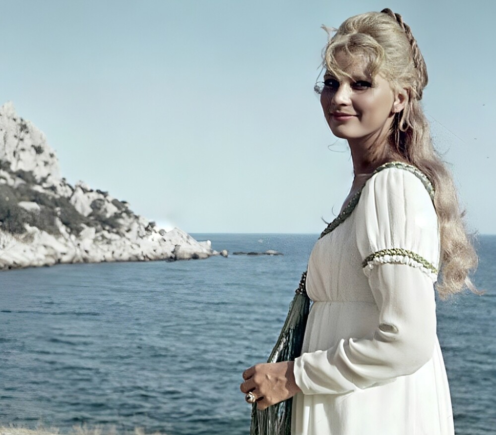 Татьяна Веденеева в роли Геро на съемках кинофильма «Много шума из ничего», 1973 год.