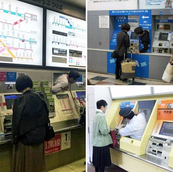 Когда вам нужна помощь на вокзале в Японии, служба поддержки клиентов буквально выскакивает из стены