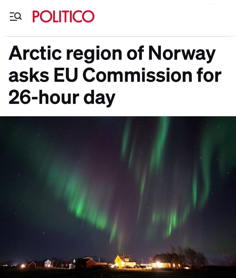 Самый северный регион Норвегии попросил Еврокомиссию продлить себе сутки на 2 часа