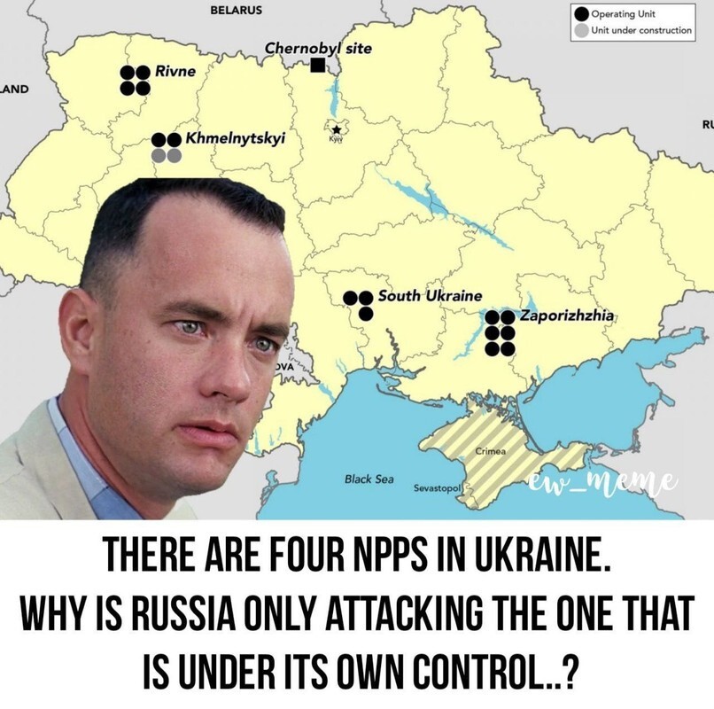 На Украине четыре атомных станции. Почему Россия обстреливает только ту, которая под её контролем?