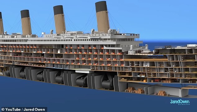 Цифровая анимация показала знаменитый «Титаник» в разрезе