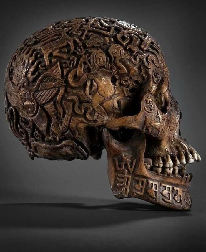 12. Тибетский резной череп возрастом 350 лет