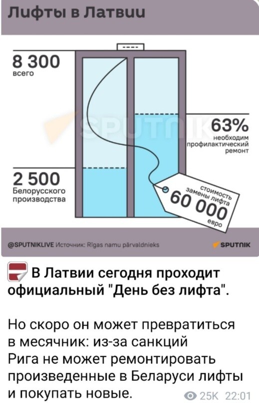 Латвийский флешмоб "день без лифта" может быть расширен до "месяц без лифта", "год без лифта" и "жизнь без лифта" 