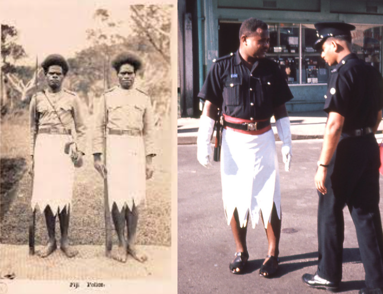 Коренные жители носили юбки вплоть до 1961 года, пока англичане не захотели ввести официальную полицейскую униформу