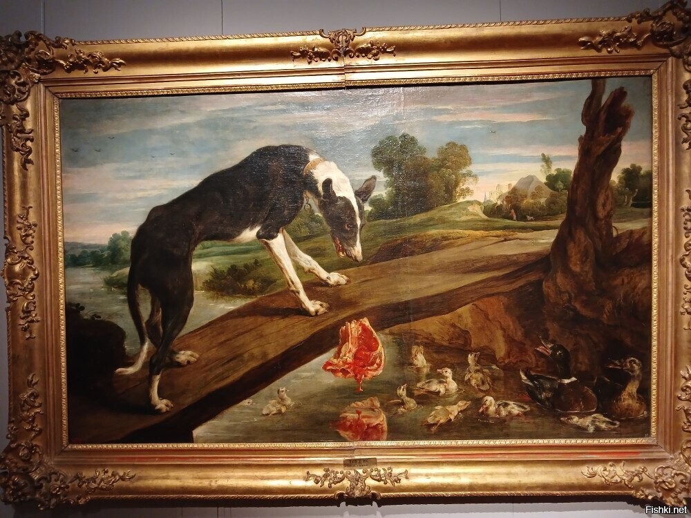 Картина Пауля де Воса "Собака с куском мяса"