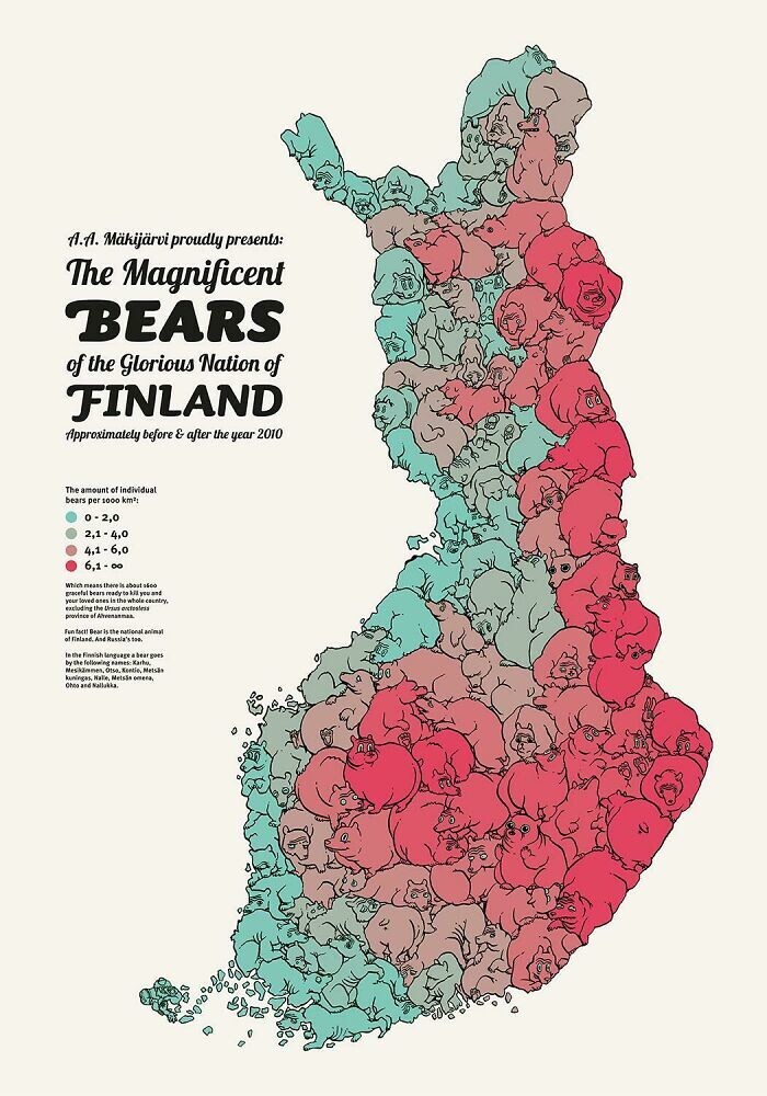 9. Карта популяции медведей в Финляндии