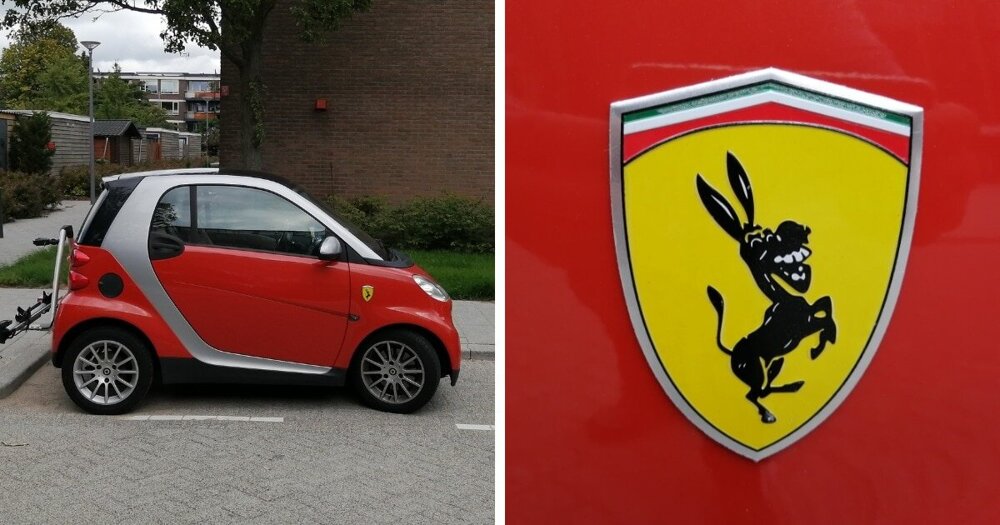 Владелец автомобиля Smart прикрепил к нему значок Ferrari? Ну, почти