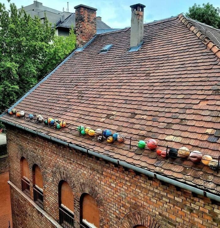 13. «Коллекция на крыше дома, который находится рядом со школьным двором»