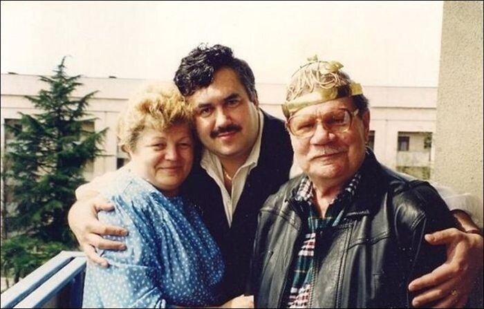 Михаил Пуговкин с женой и Станислав Садальский. Конец 90-х.