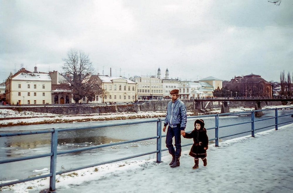 Ужгород, УССР. Вид на центр со стороны реки Уж, 1985-1987 годы.