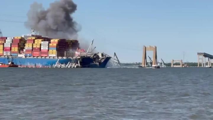 Подрыв обломков моста в Балтиморе для высвобождения контейнеровоза Dali 