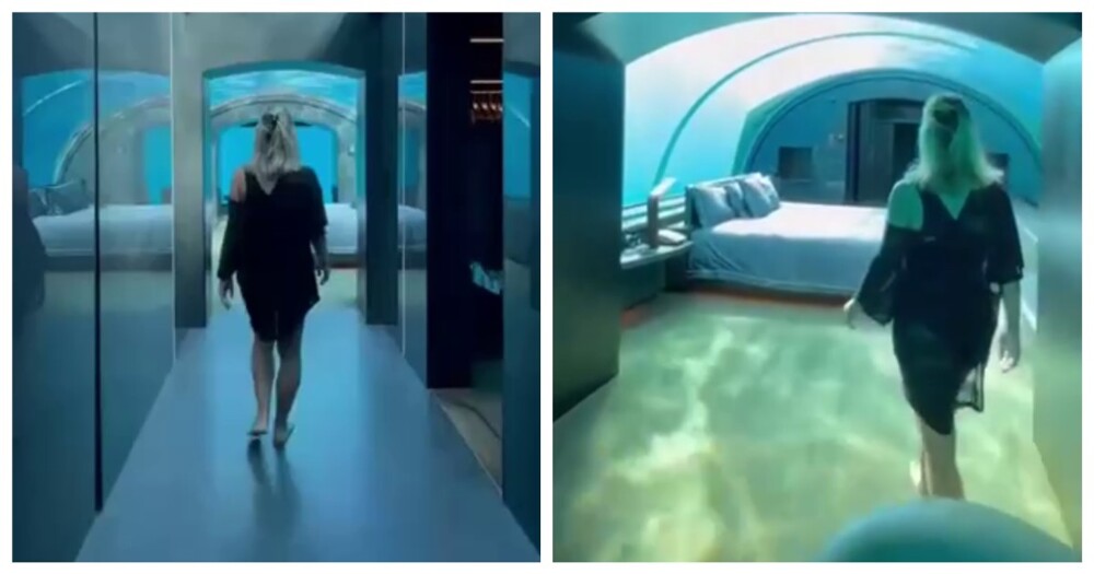Номер отеля с видом на подводный мир