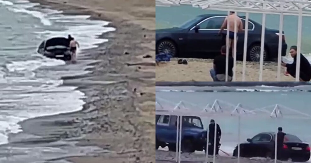 В Джубге пьяные туристы чуть не утопили в Черном море BMW, пытаясь сделать красивое фото