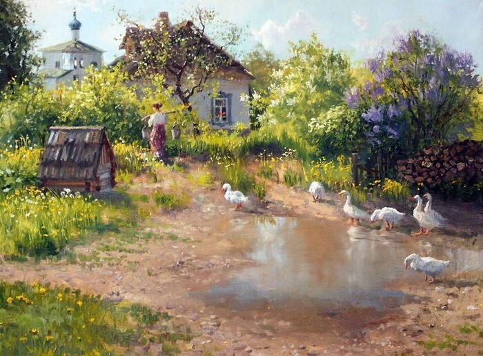 Идиллия деревенской жизни на картинах современного русского художника