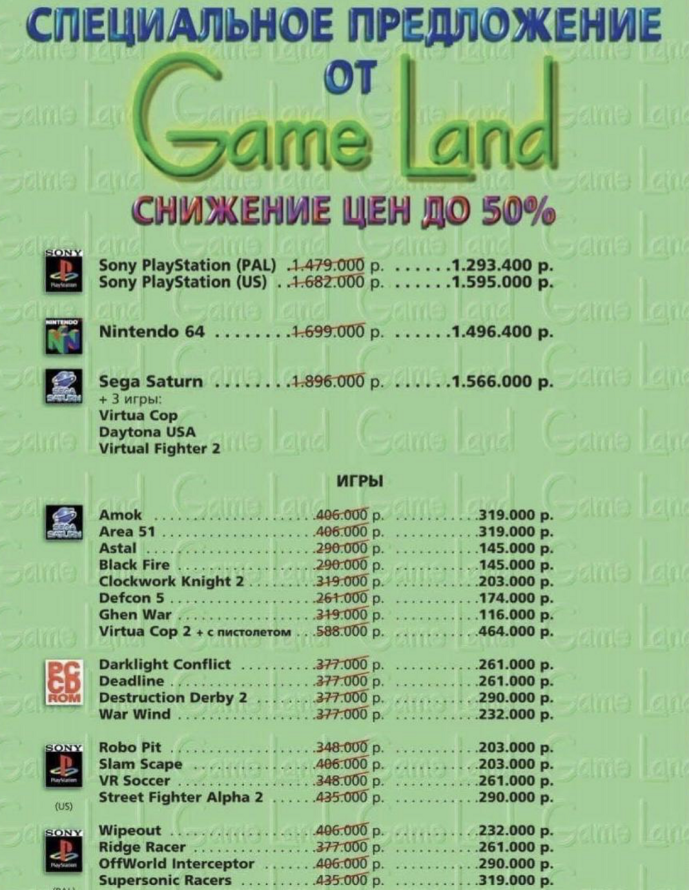 13. Цены на лицензионные игры и консоли в 1997-ом году