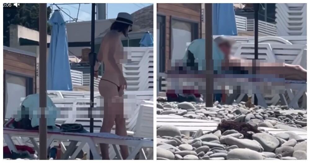 Похвалился: в Сочи мужчина привёл на общественный пляж спутницу с голой грудью