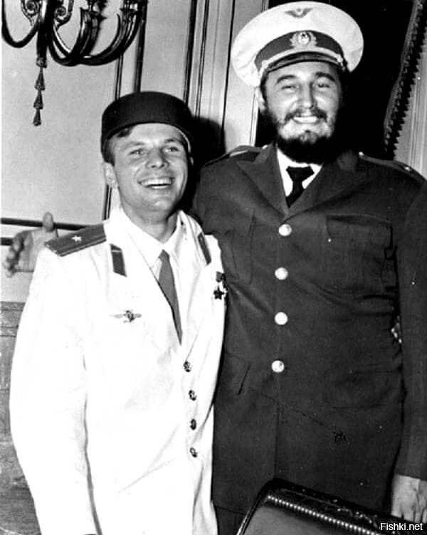 Юрий Гагарин и Фидель Кастро в Гаване 1961 год