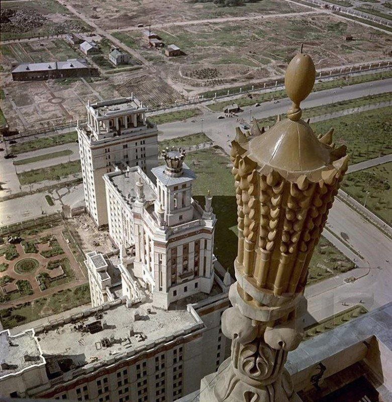 Москва. Вид со здания МГУ, 1952 год.