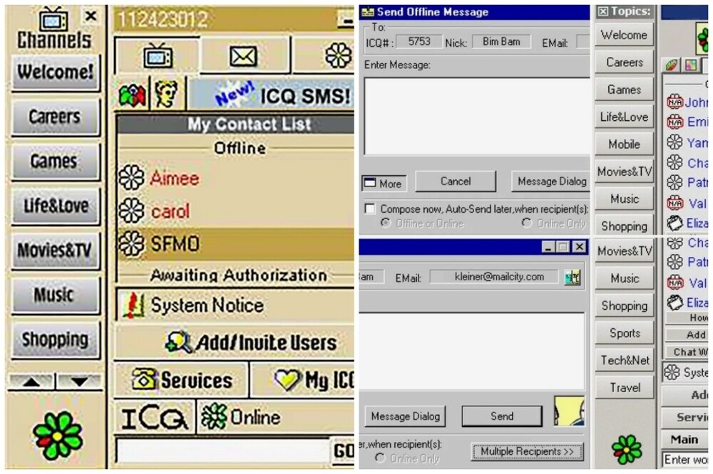 Одна из первых версий ICQ