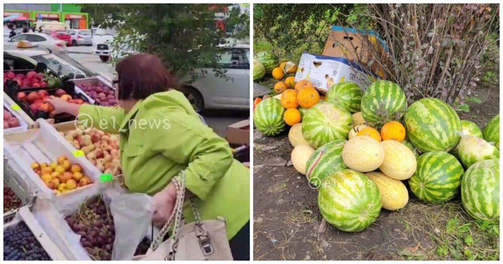 В Екатеринбурге пенсионерки разобрали брошенные мигрантами фрукты и овощи