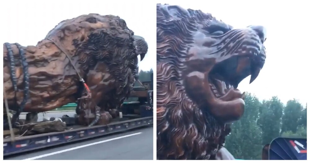 Впечатляющая скульптура из дерева