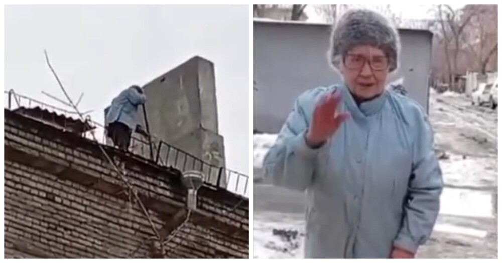 В Барнауле начали проверку после видео с 90-летней пенсионеркой, которая вынуждена очищать крышу многоэтажки от снега