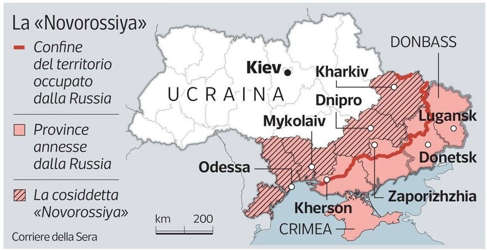 Если Украина откажется от мирных соглашений, Россия пойдет дальше и потребует всю Новороссию, включая Одессу, Николаев, Днепропетровск и Харьков, — Corriere Della Sera