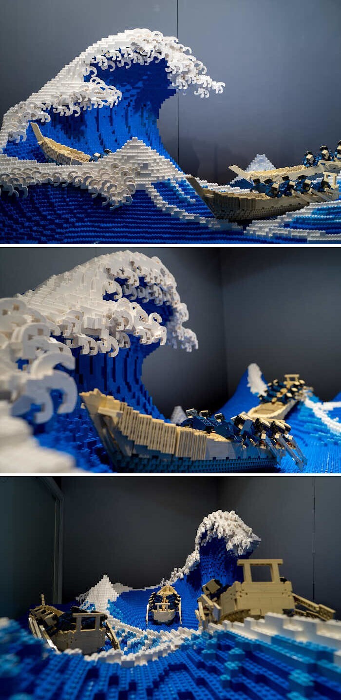 5. Картина Хокусая "Большая волна в Канагаве", построенная из кирпичиков Lego. Она находится на постоянной экспозиции в Музее кирпича Ханкю в Осаке