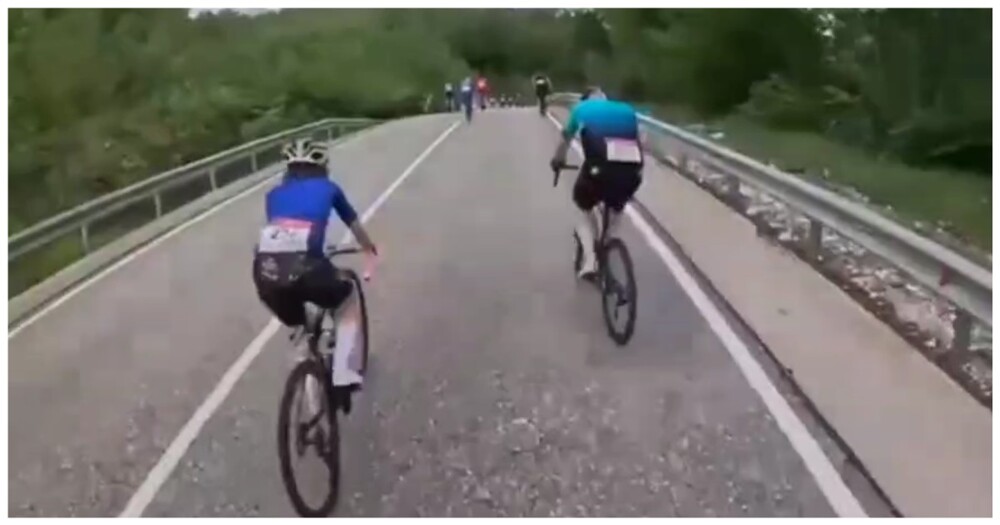 Курьезный эпизод во время велогонки