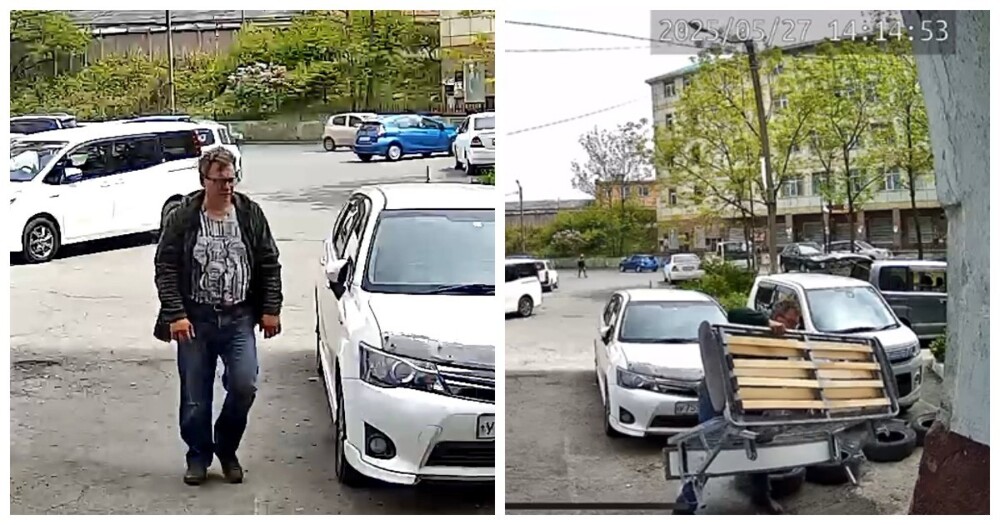 Во Владивостоке автомобилист утащил чужой диван