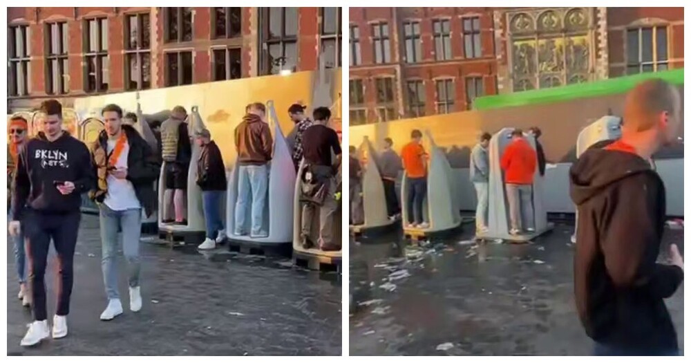 В Амстердаме на центральном вокзале установили открытые туалеты для мужчин