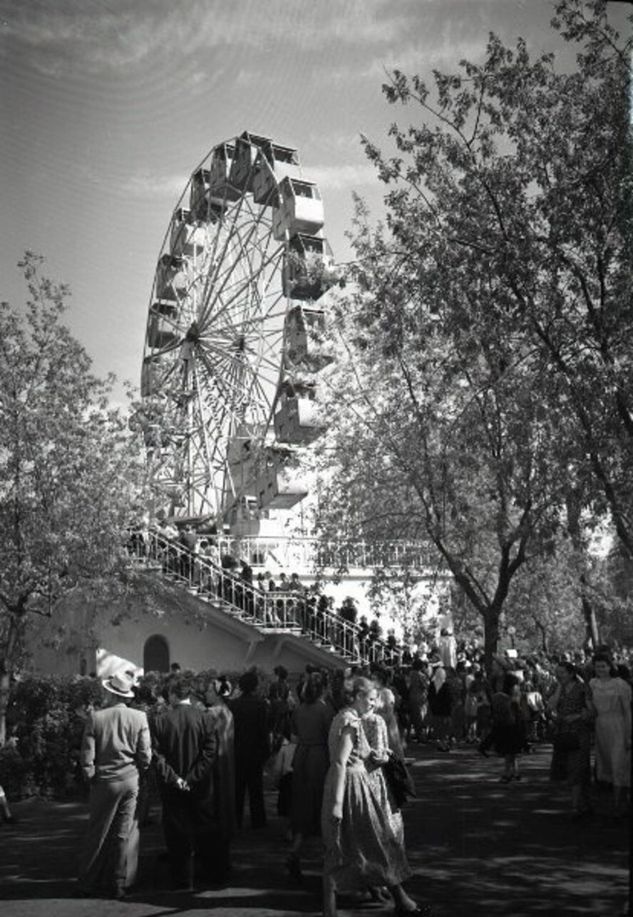 Колесо обозрения в парке. И. Шагин, 1950–1969 годы, Москва.