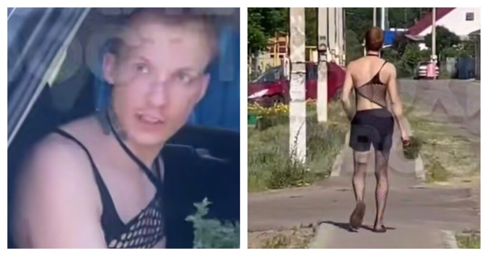 Парень в странном наряде подсел в машину к мужчине