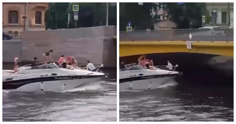 В Питере девушка не заметила мост и чуть не осталась без головы во время прогулки по реке