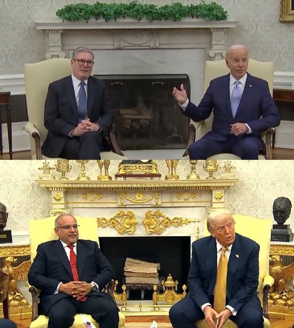Обратите внимание как изменился Овальный кабинет с приходом Трампа. У него точно цыган в роду не было?