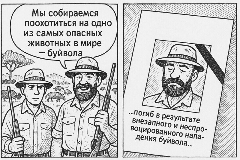 В ответ на "В ЮАР буйвол убил охотника за трофеями"