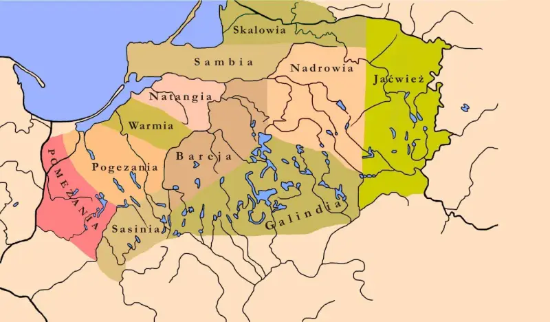 Карта расселения прусских племён
