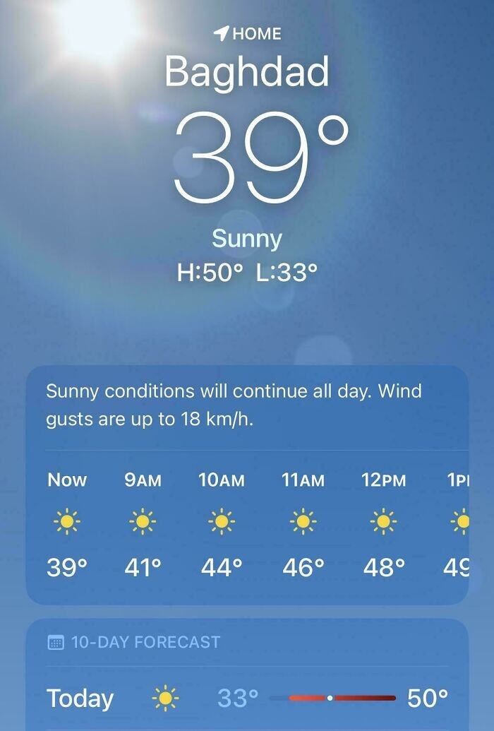 16. В Багдаде 50 °С